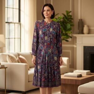 Vintage Women's Robert Simmons Paisley Print Dress Size 12 Cottage Core